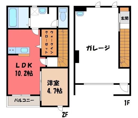 新鹿沼駅 徒歩9分 2階の物件間取画像